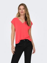ONLY Koszulka w kolorze różowym rozmiar: XL. Różowe bluzki damskie Only, xl, bez wzorów, bez kołnierzyka, bez ramiączek. Za 79.59 zł.