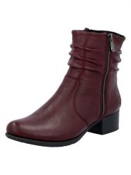 Rieker Skórzane botki w kolorze bordowym na obcasie rozmiar: 40. Czerwone botki damskie Rieker, eleganckie, bez obcasa, na obcasie, bez zapięcia. Za 264.95 zł.