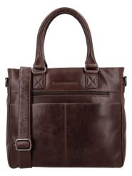 HIDE & STITCHES Skórzana torebka "Porto" w kolorze ciemnobrązowym - 35 x 28 x 9 cm rozmiar: onesize. Brązowe torebki klasyczne damskie HIDE & STITCHES, z materiału, przez ramię, bez dodatków. Za 404.99 zł.