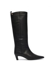 Tommy Hilfiger Kozaki Kitten Heel Leather High Boot FW0FW09568 Czarny. Czarne kozaki damskie Tommy Hilfiger, bez obcasa, na słupku, bez zapięcia. Za 949.99 zł.