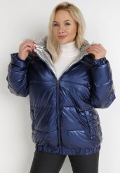 Granatowa Kurtka Barbedeia. Niebieskie kurtki damskie Born2be, xl, z aplikacjami, bez kaptura. Za 159.99 zł.