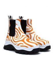 Goby Sztyblety w kolorze biało-pomarańczowym rozmiar: 38. Białe botki damskie Goby, bez zapięcia. Za 347.99 zł.