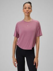 4F Koszulka do jogi regular szybkoschnąca damska - różowa L. Czerwone koszulki sportowe damskie 4F, l, bez wzorów, z dzianiny, bez ramiączek, na jogę i pilates. Za 129.99 zł.