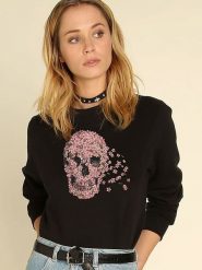 WOOOP Bluza "Beautiful Death" w kolorze czarnym rozmiar: XS. Czarne bluzy damskie Wooop, xs, bez wzorów, bez kaptura. Za 108.99 zł.