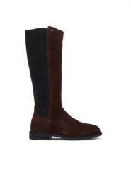 Tommy Hilfiger Kozaki Enamel Flag Suede High Chelsea FW0FW09574 Brązowy ciemny. Brązowe kozaki damskie Tommy Hilfiger, ze skóry, bez obcasa, bez zapięcia. Za 849.99 zł.