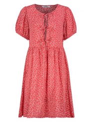 Sublevel Sukienka w kolorze czerwono-białym rozmiar: L. Czerwone sukienki damskie Sublevel, bez wzorów, z wiskozy, bez ramiączek. Za 104.99 zł.