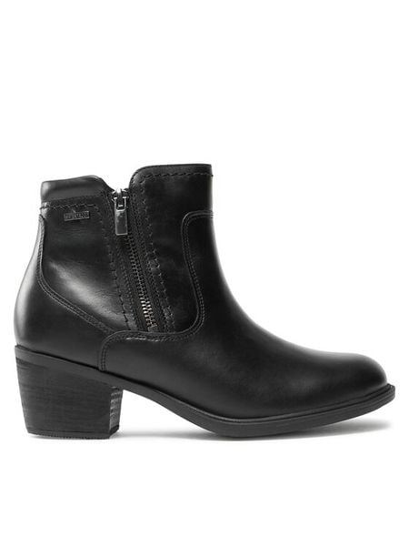 Clarks Botki Neva Zip Wp 261751994 Czarny. Czarne botki damskie Clarks, ze skóry, bez obcasa, na słupku, bez zapięcia. Za 489.99 zł.