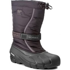 Śniegowce SOREL - Youth Flurry NY1885 Black/City Grey 016. Czarne buty zimowe chłopięce Sorel, z gumy, na niskim obcasie. W wyprzedaży za 189.00 zł.