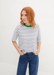 T-shirt oversize z czystej bawełny organicznej. Białe t-shirty damskie bonprix, bez wzorów, z bawełny, bez kołnierzyka. Za 59.99 zł.