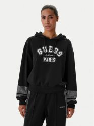 Guess Bluza V6RQ02 KCAY2 Czarny Regular Fit. Czarne bluzy damskie Guess, m, z aplikacjami, z syntetyku, bez kaptura. Za 479.99 zł.
