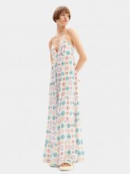 Desigual Sukienka letnia Galactica 24SWVW06 Biały Regular Fit. Białe sukienki damskie Desigual, bez wzorów, z wiskozy, bez ramiączek. Za 359.99 zł.