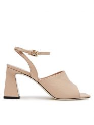 Pollini Sandały SA16077C1MTD0122 Beżowy. Brązowe sandały damskie Pollini, bez wzorów, ze skóry, bez obcasa, na słupku, bez zapięcia. Za 1,079.00 zł.