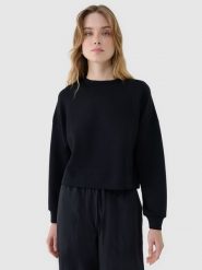 4F Bluza dresowa nierozpinana z modalem damska - czarna XXL. Czarne bluzy damskie 4F, xs, bez wzorów, z dresówki, bez kaptura. W wyprzedaży za 119.99 zł.