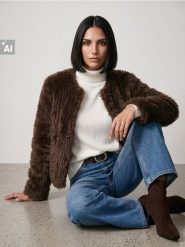 Kurtka ze sztucznego futra - brązowy. Brązowe kurtki damskie Sinsay, l, bez wzorów, bez kaptura. Za 89.99 zł.