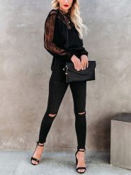 Milan Kiss Bluzka w kolorze czarnym rozmiar: S. Czarne bluzki damskie Milan Kiss, s, bez wzorów, z koronki, bez kołnierzyka, bez ramiączek. Za 183.59 zł.