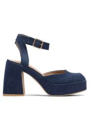 Jenny Fairy Sandały RYNE HY2153-1 Niebieski. Niebieskie sandały damskie Jenny Fairy, bez wzorów, z materiału, bez obcasa, na słupku, bez zapięcia. Za 169.99 zł.