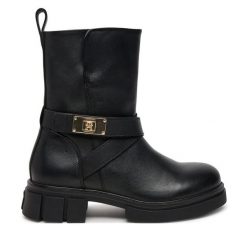 Botki Tommy Hilfiger. Czarne botki damskie Tommy Hilfiger, bez obcasa, na płaskiej podeszwie, bez zapięcia. Za 519.99 zł.