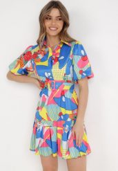 Niebieska Sukienka Satynowa Melia. Niebieskie sukienki damskie Born2be, bez wzorów, z satyny, bez ramiączek. Za 269.99 zł.