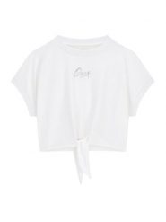 Guess T-Shirt J6GI29 K6YW4 Biały Relaxed Fit. Białe koszulki i t-shirty dziewczęce Guess, z aplikacjami, z bawełny, bez kołnierzyka, bez ramiączek. Za 94.99 zł.