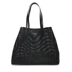 Torebka Guess. Czarne shopper bag Guess, z aplikacjami, bez dodatków. Za 649.99 zł.