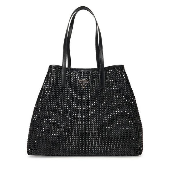 Torebka Guess. Czarne shopper bag Guess, z aplikacjami, bez dodatków. Za 419.99 zł.