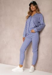 Niebieski 2-cześciowy Komplet Dresowy z Bluzą i Spodnia Analina. Niebieskie bluzy damskie Renee, s, bez wzorów, z dresówki, bez kaptura. Za 74.99 zł.