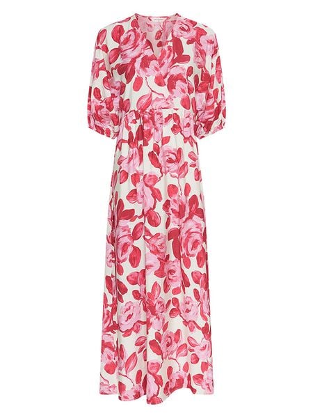 MOSS COPENHAGEN Sukienka w kolorze jasnoróżowo-czerwono-białym rozmiar: M/L. Białe sukienki damskie Moss Copenhagen, bez wzorów, bez ramiączek. Za 204.96 zł.