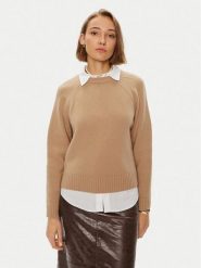 Weekend Max Mara Sweter 2425366162 Beżowy Regular Fit. Brązowe swetry klasyczne damskie Weekend Max Mara, l, z wełny, bez kołnierzyka. Za 529.99 zł.