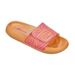 Klapki damskie Beco Zebra Vibes pomarańczowo-różowe. Brązowe klapki damskie 47 Brand, bez wzorów, z syntetyku, bez obcasa, bez zapięcia. Za 254.99 zł.