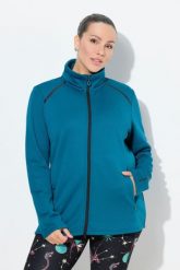 Damskie Bluza funkcyjna podszewka ze sztucznego futra stójka długi rękaw. Niebieskie bluzy damskie Ulla Popken, plus size, bez wzorów, z dresówki, bez kaptura. Za 279.99 zł.