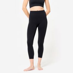 Legginsy do jogi damskie Kimjaly 7/8. Czarne legginsy sportowe damskie KIMJALY, xs, bez wzorów, z elastanu, z podwyższonym stanem, na jogę i pilates. W wyprzedaży za 99.99 zł.