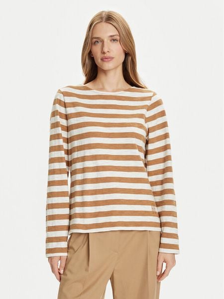 Marc O'Polo Bluzka 508 3014 52145 Beżowy Relaxed Fit. Brązowe bluzki damskie Marc O'Polo, xl, bez wzorów, z bawełny, bez kołnierzyka, bez ramiączek. Za 309.99 zł.