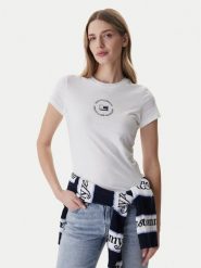 Tommy Jeans T-Shirt DW0DW22273 Biały Slim Fit. Białe t-shirty damskie Tommy Jeans, l, bez wzorów, z bawełny, bez kołnierzyka. Za 129.99 zł.