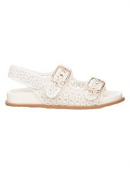 Patrizia Pepe Sandały w kolorze białym rozmiar: 40. Białe sandały damskie Patrizia Pepe, z aplikacjami, z otwartym noskiem, bez obcasa, bez zapięcia. Za 389.95 zł.