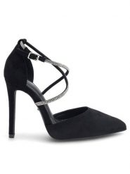 DeeZee Szpilki LARISSA KL-HH4785-62 Czarny. Czarne szpilki damskie DeeZee, bez wzorów, z materiału, bez obcasa, na szpilce, bez zapięcia. Za 129.99 zł.
