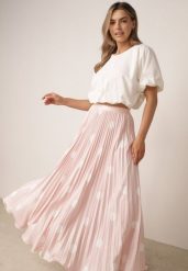 Różowa Rozkloszowana Spódnica w Stylu Retro Plisowana w Grochy Kasosa. Czerwone spódnice damskie Born2be, na co dzień, m, bez wzorów, eleganckie, maxi. Za 119.99 zł.