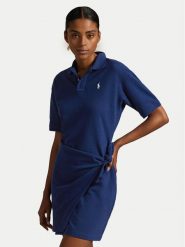 Polo Ralph Lauren Sukienka codzienna 211A88516001 Granatowy Straight Fit. Niebieskie sukienki damskie Polo Ralph Lauren, bez wzorów, z bawełny, bez ramiączek. Za 669.99 zł.