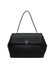 Calvin Klein Torebka Emblem Hw Pebble Satchel LV04F3494G Czarny. Czarne torebki klasyczne damskie Calvin Klein, ze skóry, bez dodatków. Za 699.99 zł.