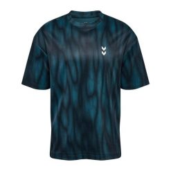 Koszulka Hummel Hiit AOP Loose. Niebieskie bluzki damskie Hummel, bez wzorów, sportowe, bez kołnierzyka, bez ramiączek. Za 227.00 zł.