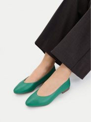 Lasocki Baleriny CEO-RST-KAJA-66K Zielony. Zielone balerinki damskie Lasocki, bez wzorów, ze skóry. Za 149.99 zł.