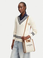 Lacoste Torebka Small Heritage Canvas Tote NF5232TD Beżowy jasny. Brązowe torebki klasyczne damskie Lacoste, z materiału, bez dodatków. Za 603.99 zł.