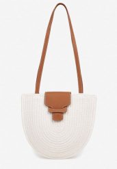 Beżowa Bawełniana Pleciona Torebka o Półokrągłym Kształcie Galvenia. Brązowe shopper bag Born2be, z bawełny, bez dodatków. Za 74.99 zł.