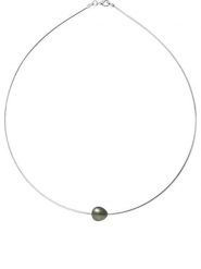 Pearline Srebrny naszyjnik z perłą tahiti - dł. 42 cm rozmiar: onesize. Szare naszyjniki damskie Pearline, z perłą, srebrne. Za 448.99 zł.