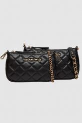 VALENTINO Podwójna czarna torebka Ocarina Crossbody. Czarne torebki wieczorowe damskie Valentino by Mario Valentino, bez wzorów, małe, bez dodatków. W wyprzedaży za 341.99 zł.