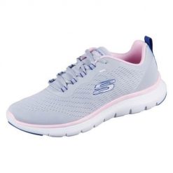 Buty do chodzenia damskie Skechers Flex Appeal 4.0. Niebieskie obuwie sportowe damskie Skechers, z materiału, bez zapięcia, trekkingowe. Za 416.00 zł.