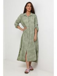 Rodier Lin Lniana sukienka w kolorze khaki rozmiar: XL/XXL. Brązowe sukienki damskie Rodier Lin, bez wzorów, ze lnu, bez ramiączek. Za 140.86 zł.