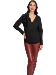 Heine Bluzka w kolorze czarnym rozmiar: 44. Czarne bluzki damskie Heine, z aplikacjami, z bawełny, bez kołnierzyka, bez ramiączek. Za 95.92 zł.