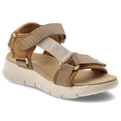 Sandały damskie Artiker, cholewka z materiału tekstylnego regulowane paski z zapięciem na rzep, brązowe, 58C1231. Brązowe sandały damskie Artiker, bez wzorów, bez obcasa, bez zapięcia. Za 169.00 zł.