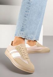 Ciemnobeżowe Klasyczne Sneakersy Tenisówki na Półprzezroczystej Podeszwie Niniel. Brązowe obuwie sportowe damskie Renee, z jeansu, bez zapięcia, tenisowe. Za 74.99 zł.