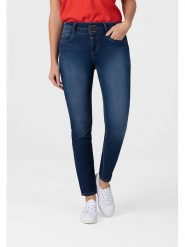 Timezone Dżinsy "Enya" - Slim fit - w kolorze granatowym rozmiar: W30/L34. Niebieskie jeansy damskie Timezone, z podwyższonym stanem. Za 144.92 zł.